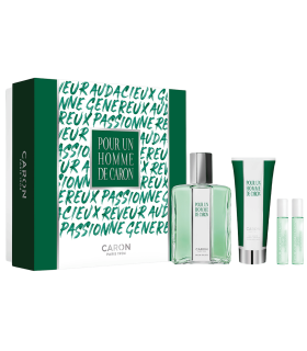 Pour un homme de Caron - Coffret 125 ml eau de toilette + 5 ml + 5 ml + Gel douche
